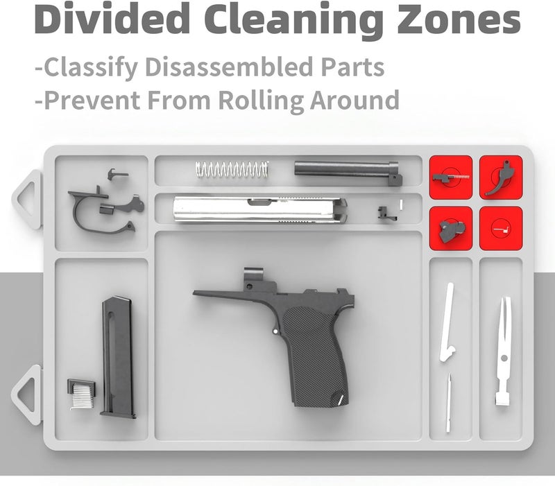 Magsaddle Pistol Gun Cleaning Mat, Thick Gun Cleaning Pad with Magnetic Organizer Parts Tray, Anti-Slip Rubberized Pistol Handgun Revolver Gun Mat, Protective Workbench Mat for Glock Cleaning - Image 4